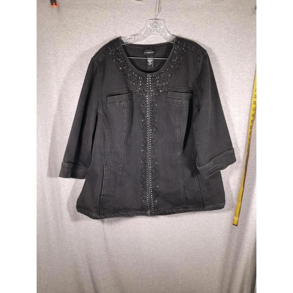 Catherines Jacket Womens Plus Size‎ 2X Denim Sequin Embellished Pockets